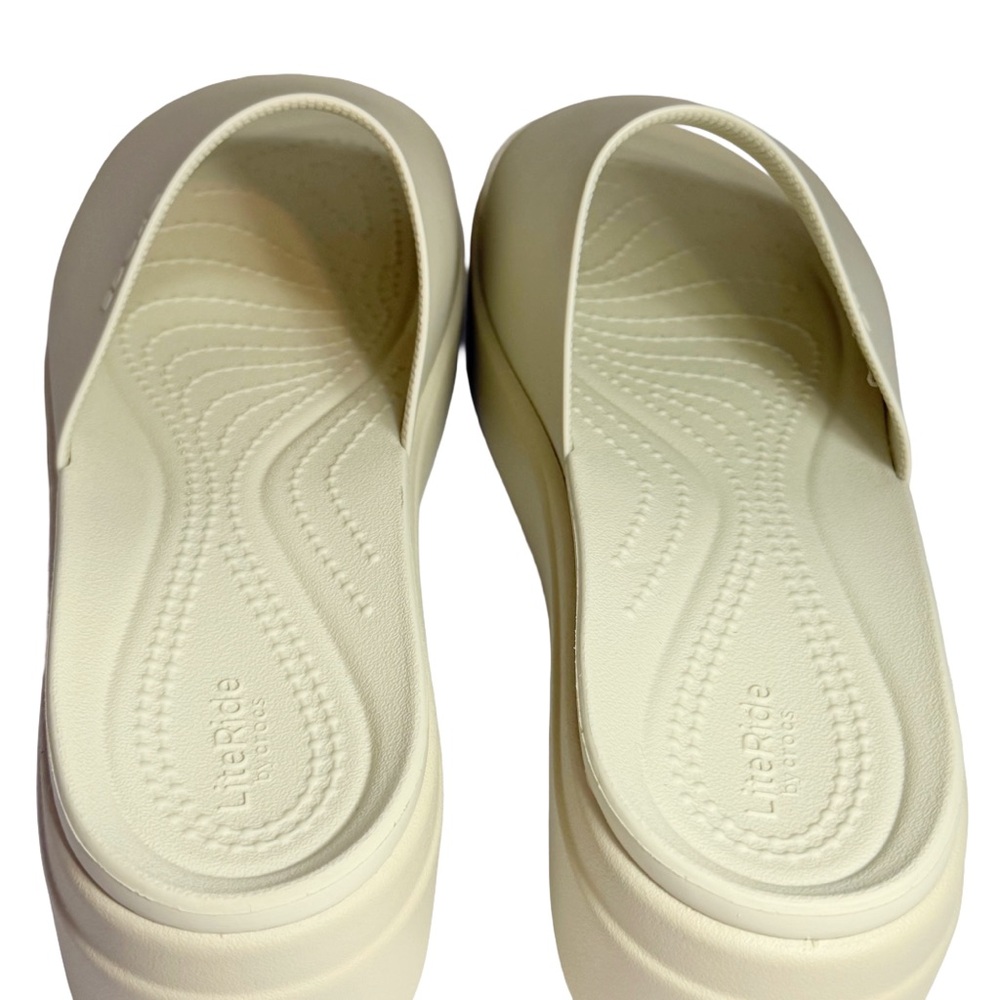 Crocs Brooklyn Low Wedge Slide Sandals Womens Size 9 Bone Beige LiteRide Comfort - Picture 5 of 11